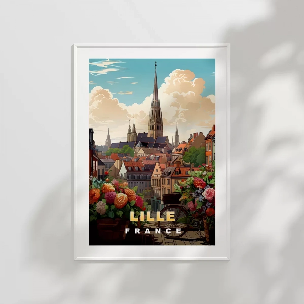 Lille Tarihi ve Çiçek Bahçesi Sanat Poster
