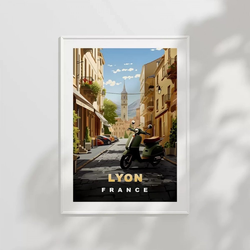 Lyonun Şirin Sokakları ve Vespa Poster