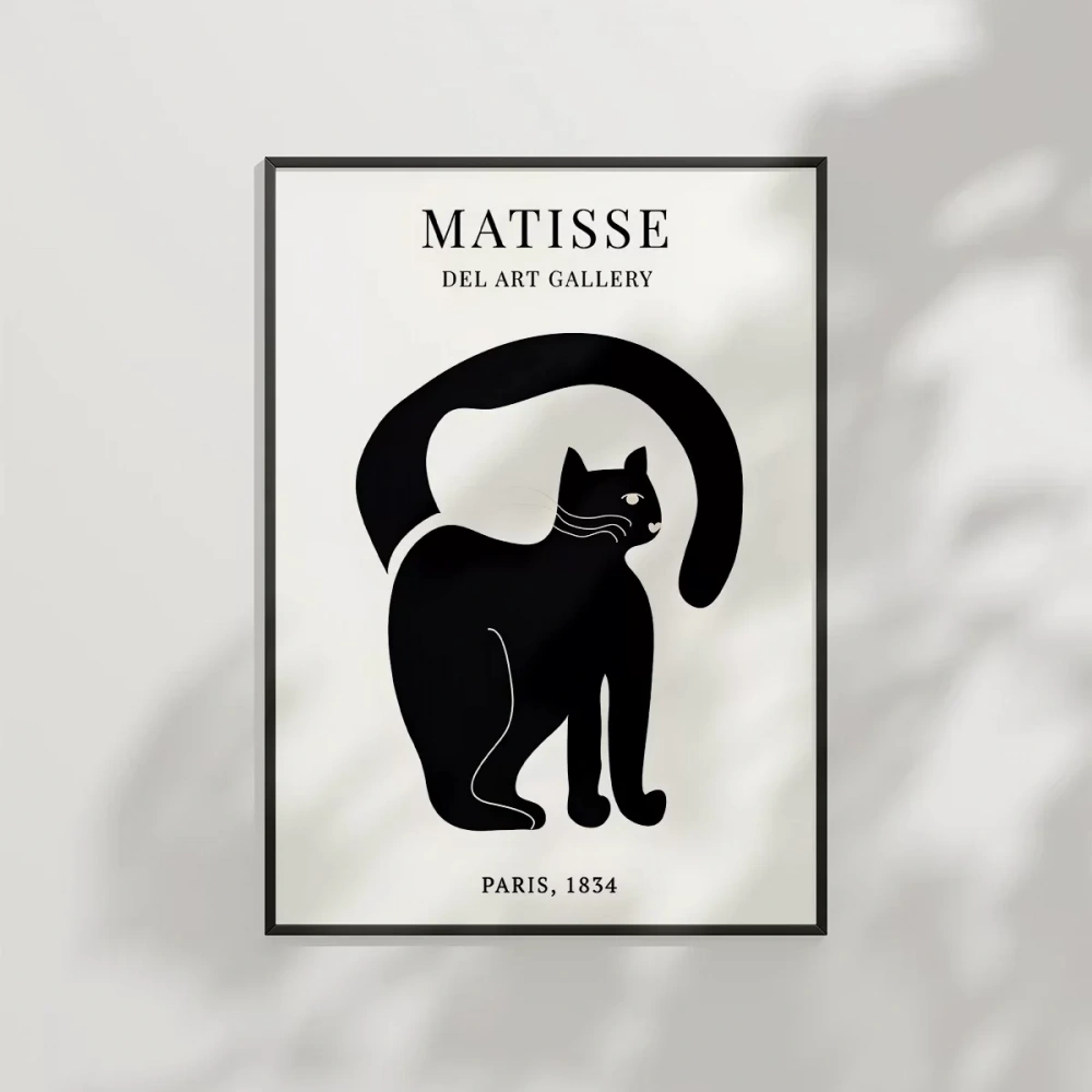 Matisse Tarzı Siyah Kedi Poster