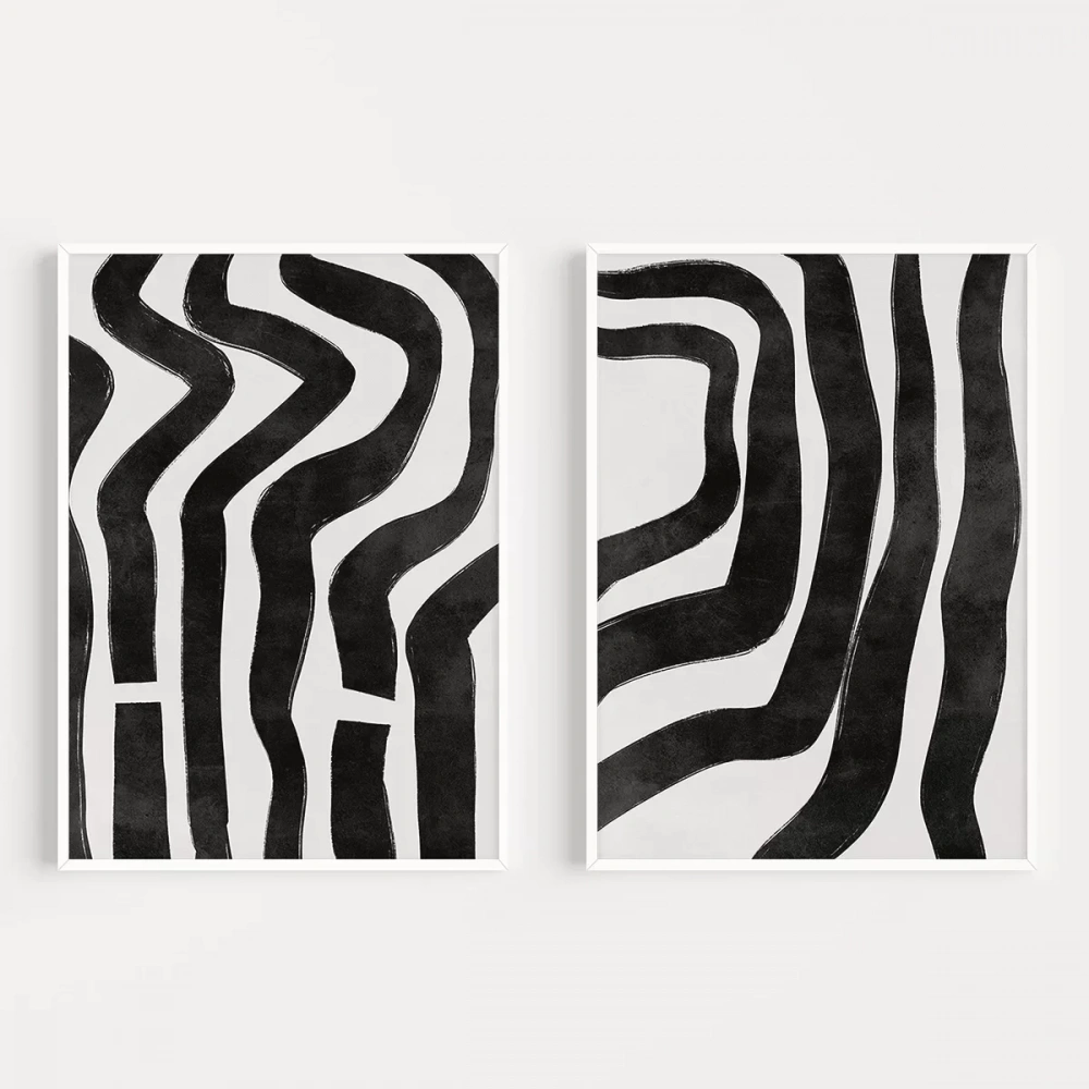 Monokrom Zebra Çizgileri 2li Poster
