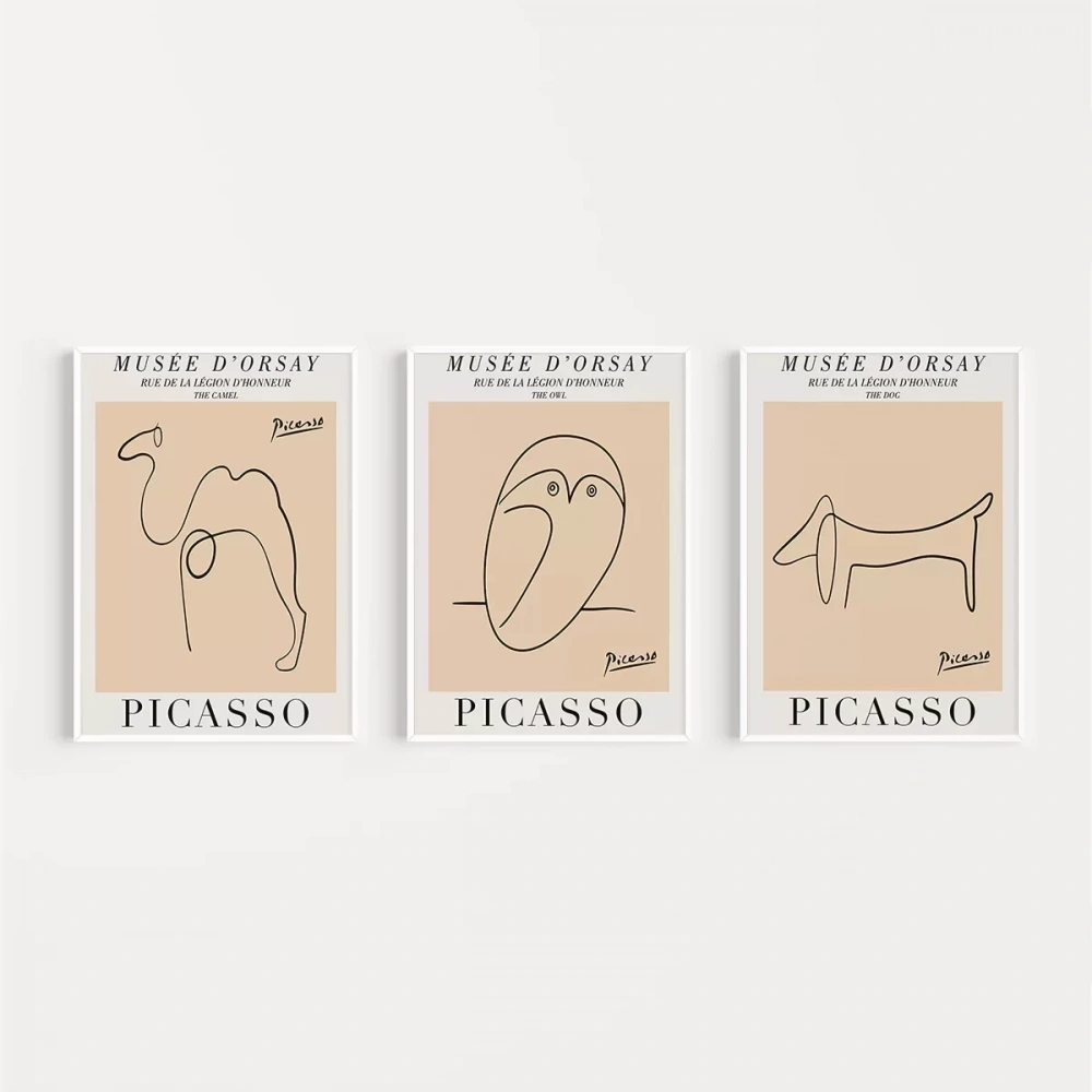 Musée dOrsay İlhamlı Picasso Hayvan Çizimleri 3lü Poster