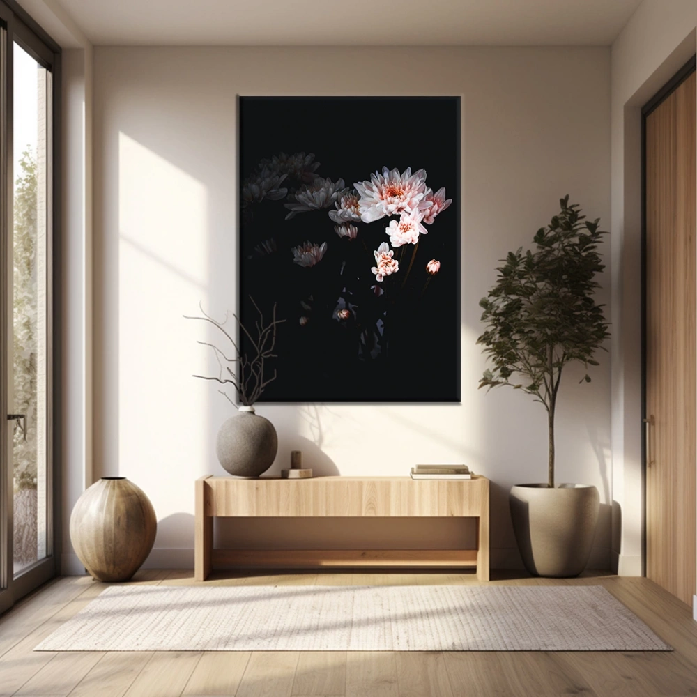 Soyut Beyaz Çiçek Kanvas Tablo