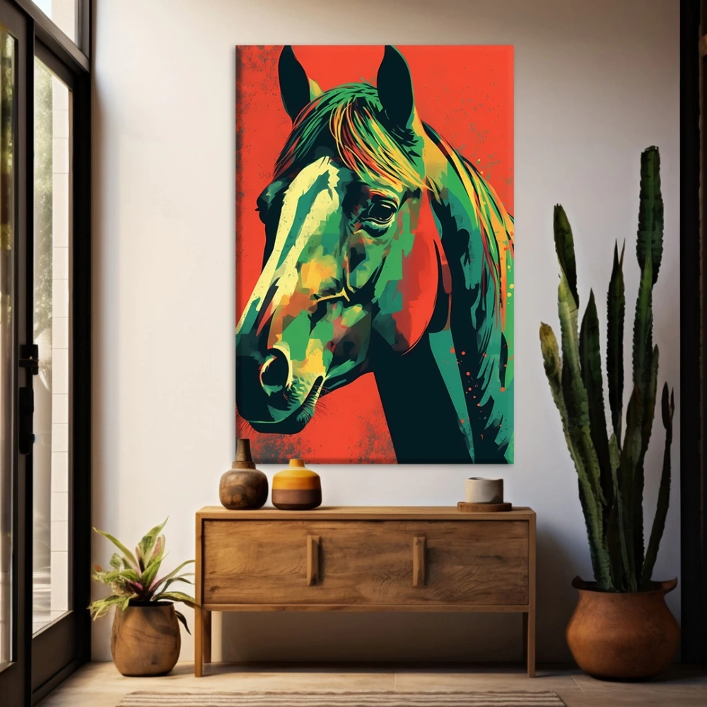 Renkli At Kanvas Tablo