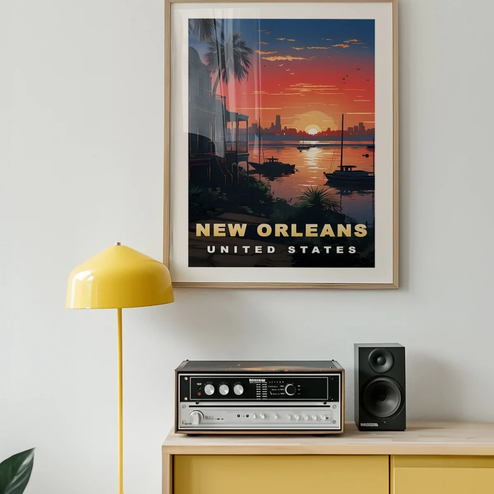 New Orleansın Tarihi Evleri Poster