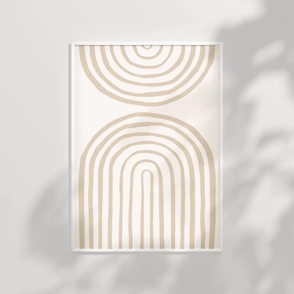 Nötr Tonlarda Geometrik Desenli Poster