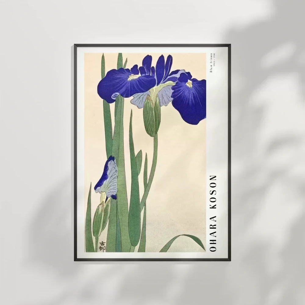 Ohara Koson Mavi Irisler Poster