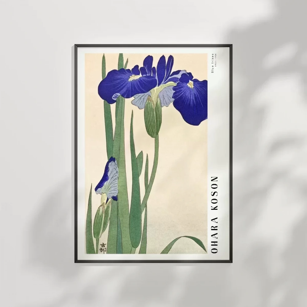 Ohara Koson Mavi Irisler Poster