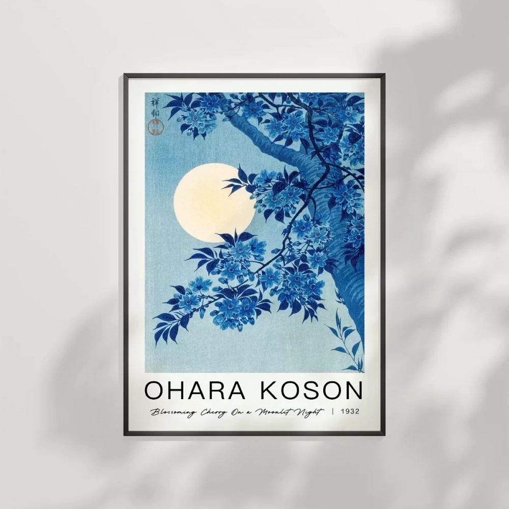 Ohara Koson Mehtaplı Gecede Çiçek Açan Kiraz Poster