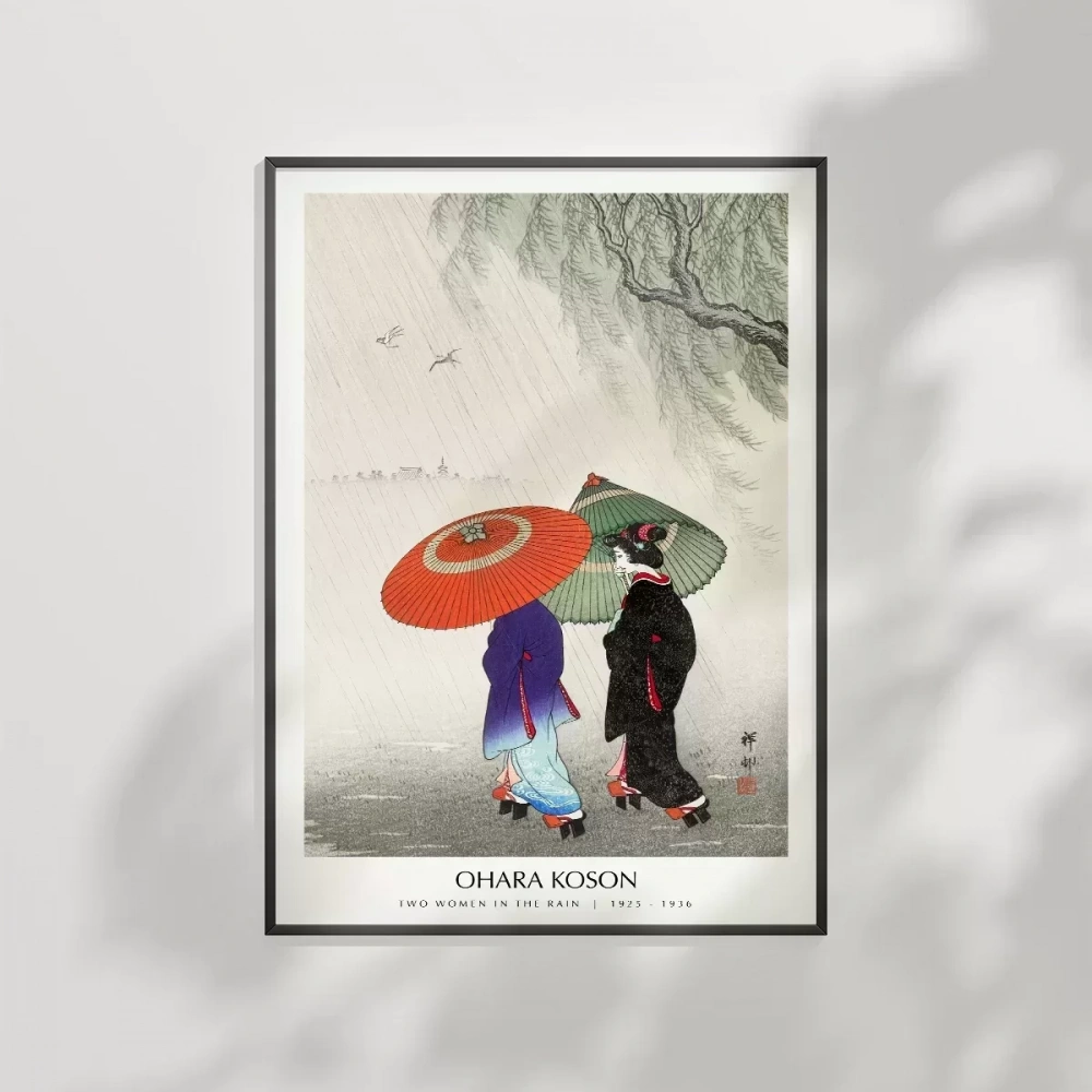 Ohara Koson Yağmurda İki Kadın Poster