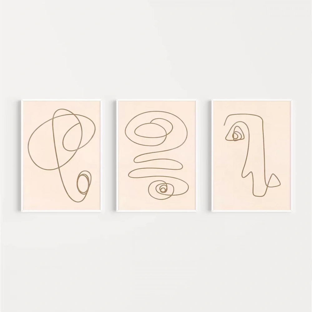 Organik Formlar ve Çizgiler 3lü Poster