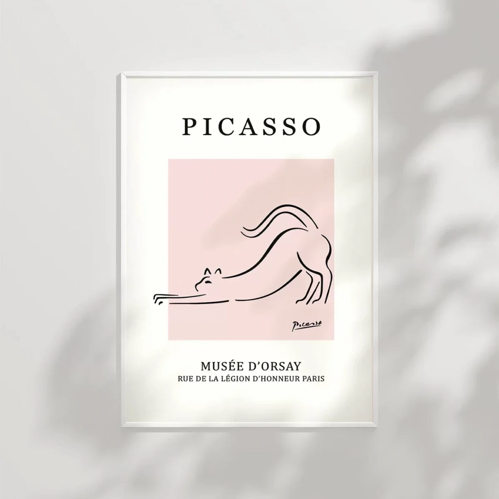 Pembe Arka Planlı Picasso Çizim Poster