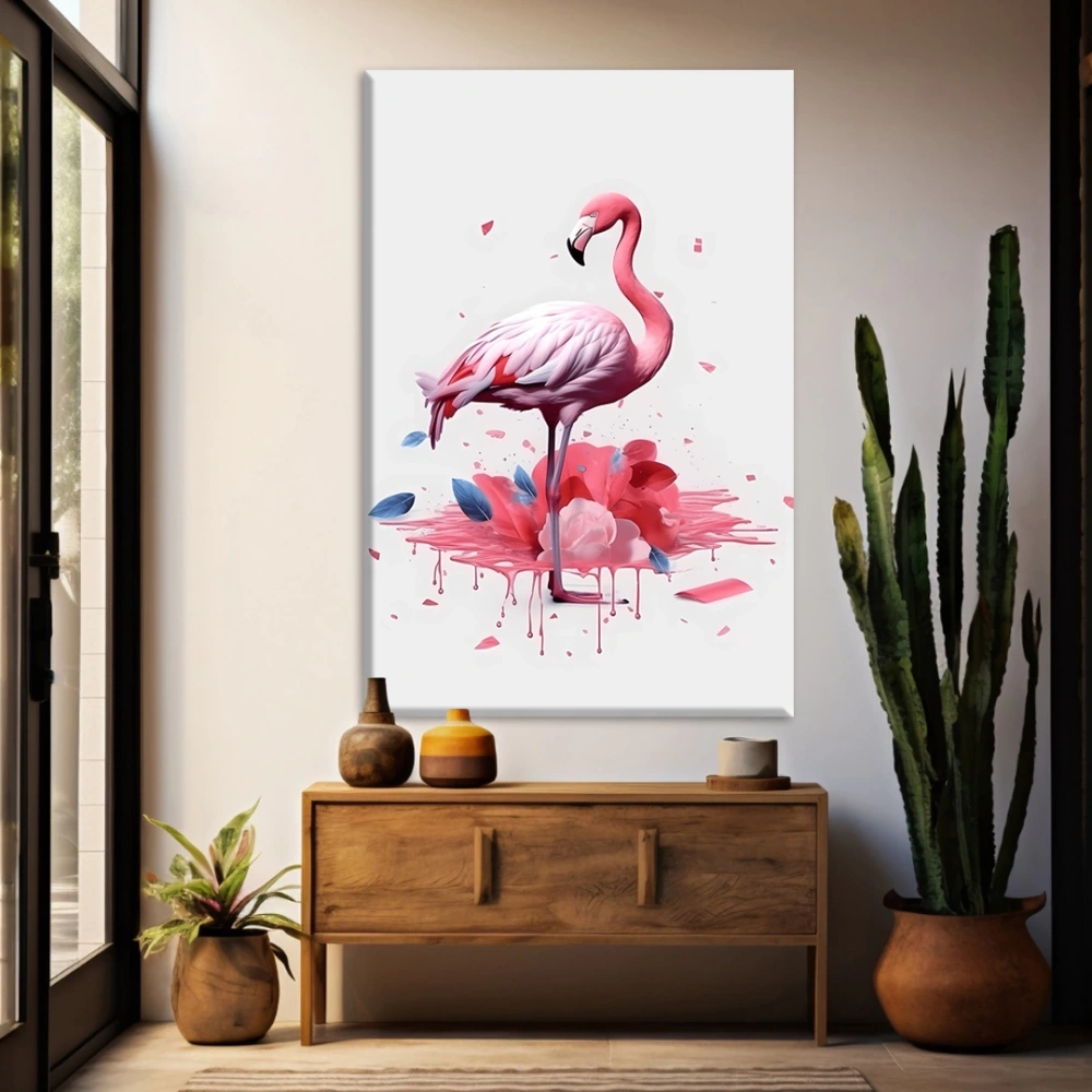 Pembe Flamingo Kanvas Tablo