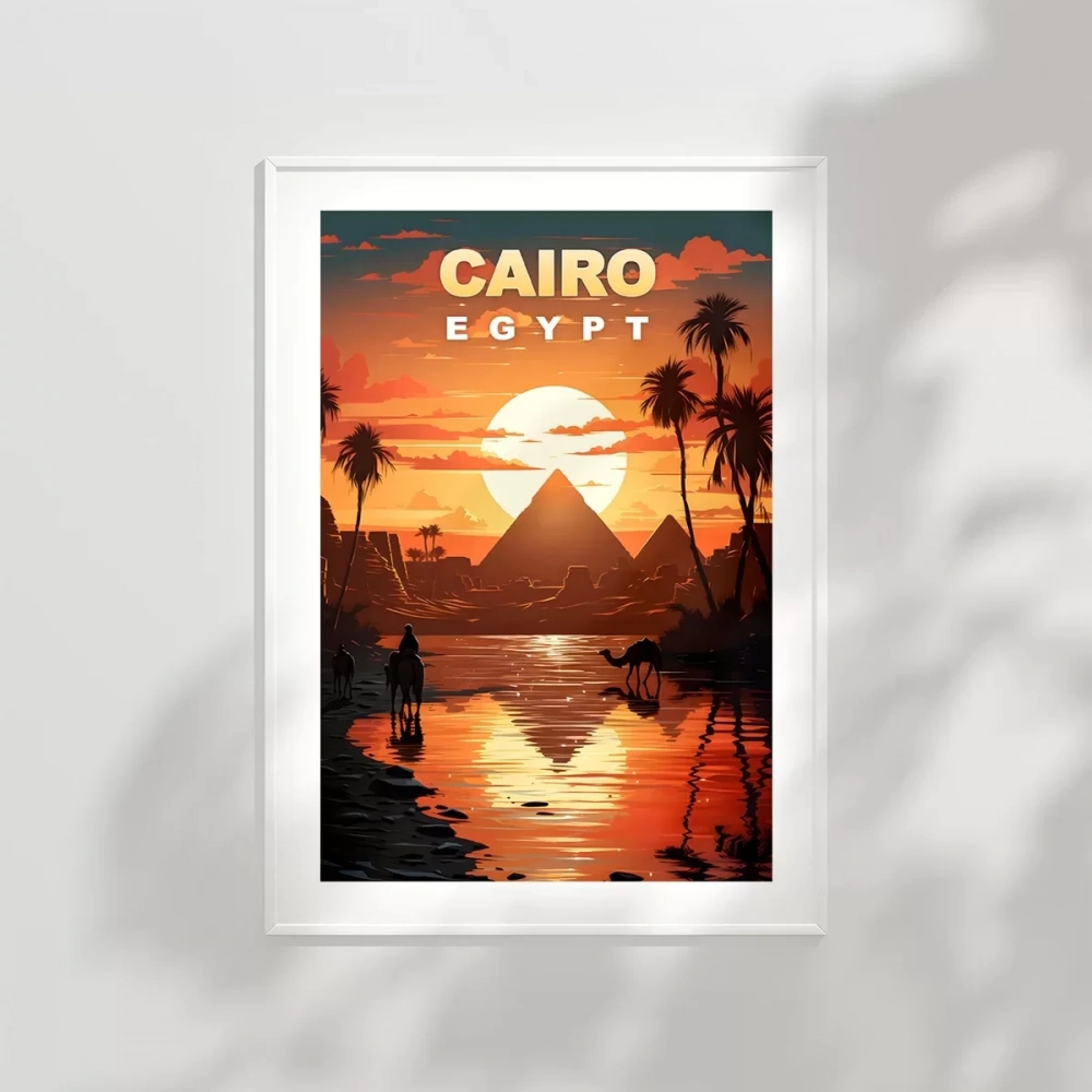 Piramitlerin Altında Gün Batımı Poster