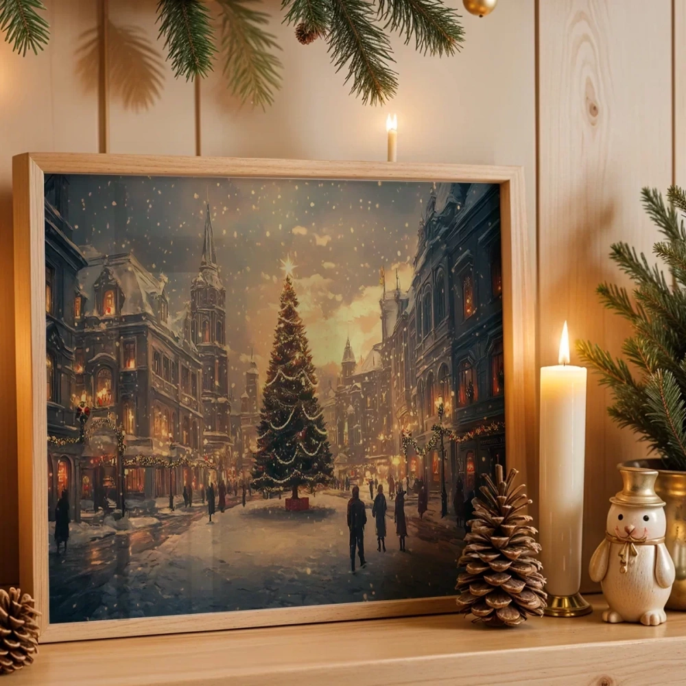 Şehirdeki Büyük Yılbaşı Ağacı Poster 30x20 cm