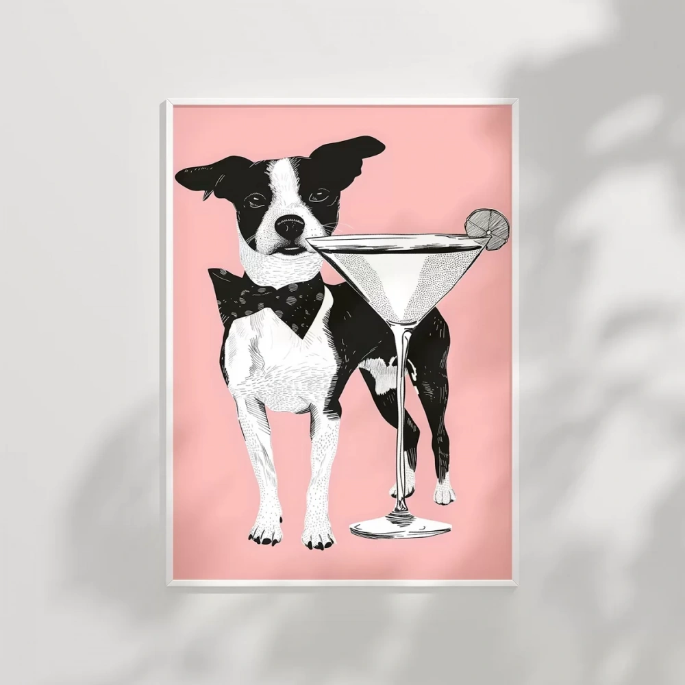 Şık Köpek ve Martini Poster