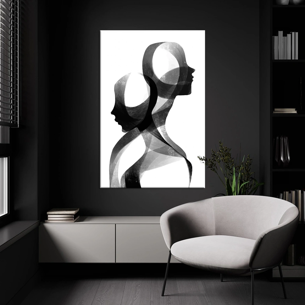 Siyah Beyaz Heykel Kanvas Tablo