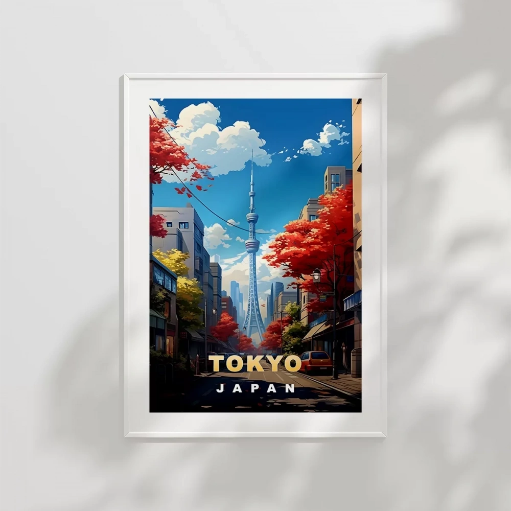 Sonbahar Renkleriyle Tokyo Manzarası Poster