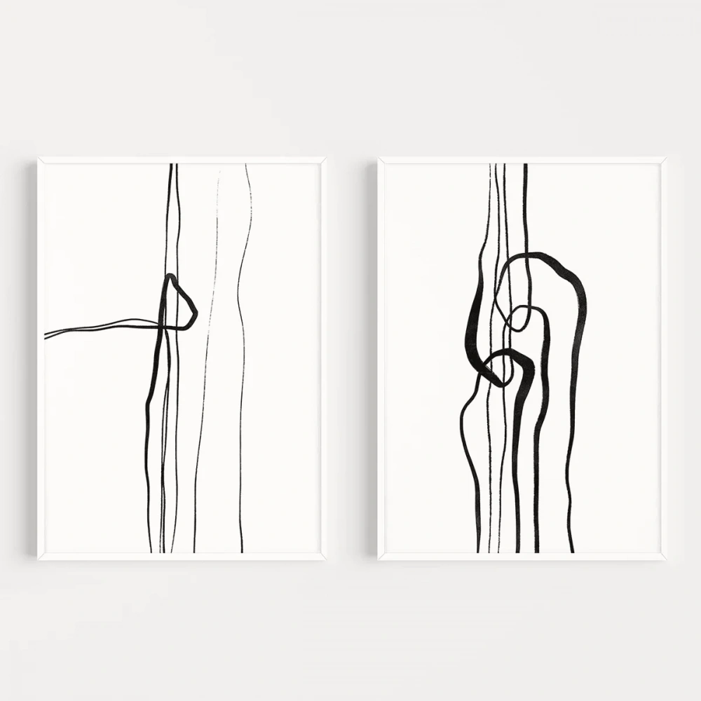 Soyut İnce Çizgi Tasarımı 2li Poster