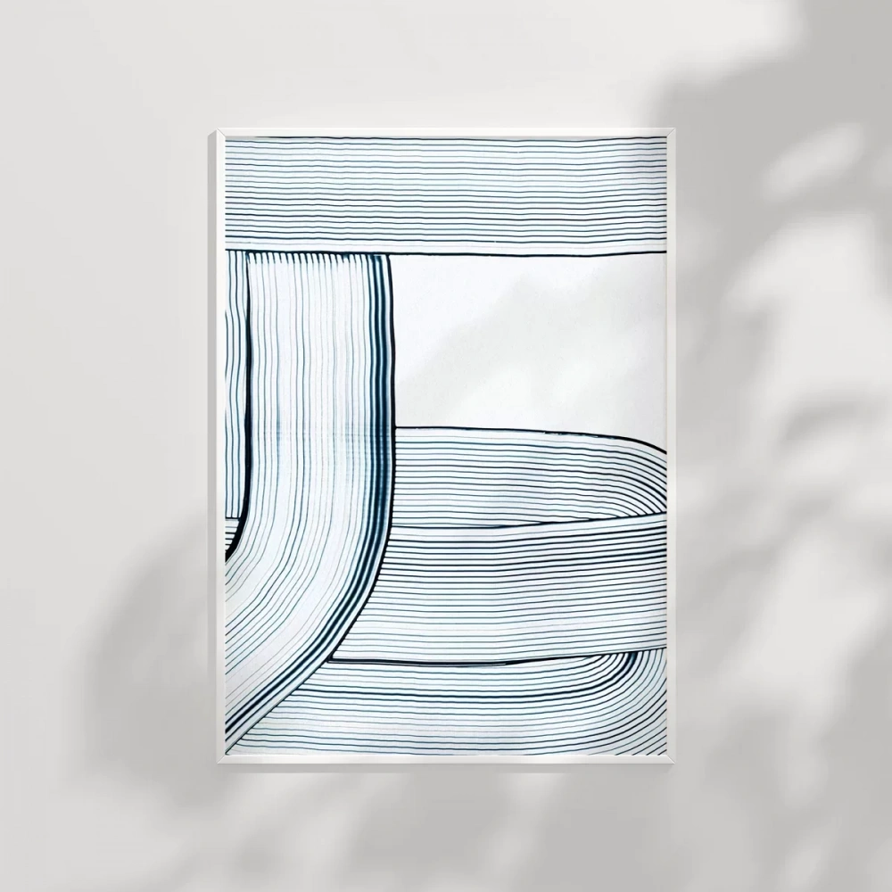 Soyut Mavi Çizgiler Minimalist Poster