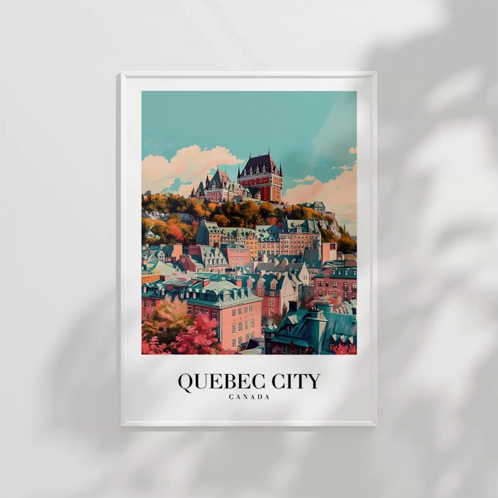 Tarihi Quebec Şehir Baskısı Poster