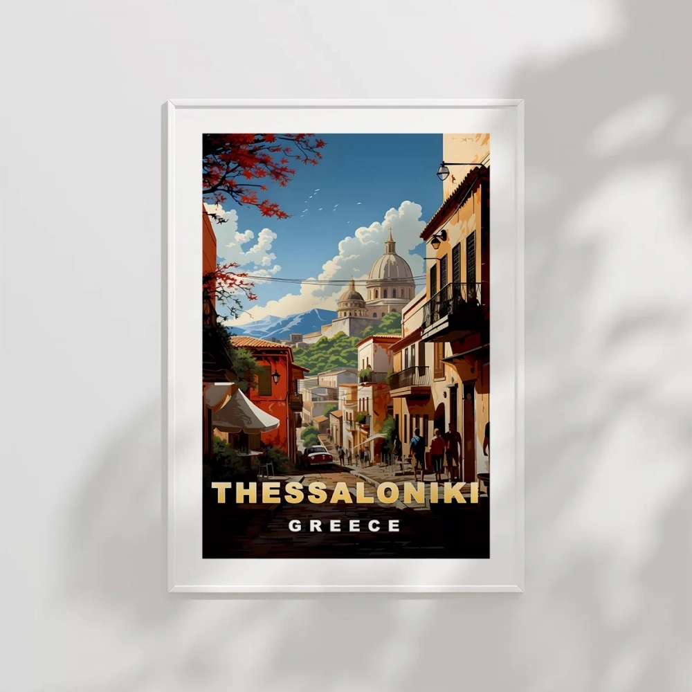 Thessaloniki Tarihi Sokak Manzarası Poster