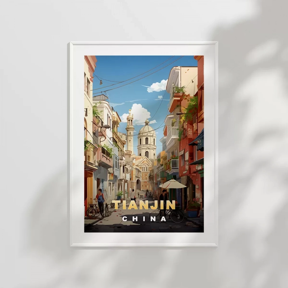 Tianjin Tarihi Sokak Manzarası Poster