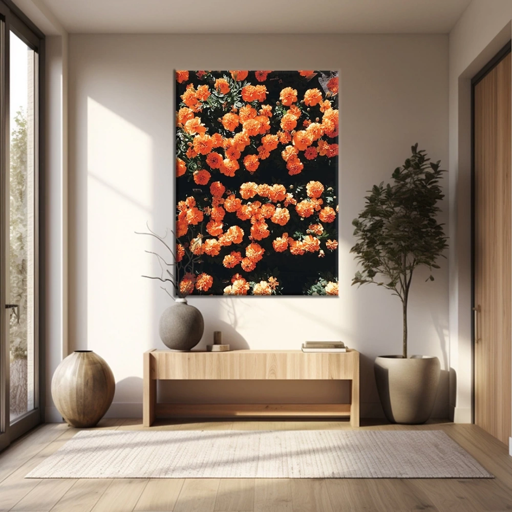 Turuncu Çiçekler Kanvas Tablo 60x90 cm