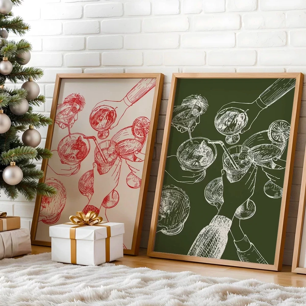 Yeşil ve Kırmızı Noel 2li Poster