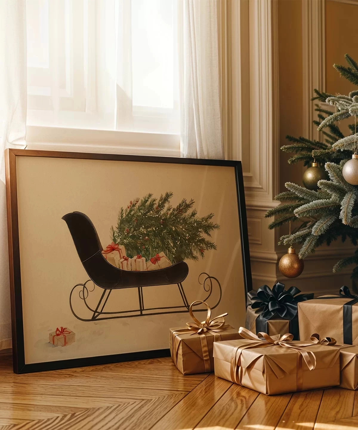 Çerçevesiz Poster Hediye ve Çam Temalı Yılbaşı