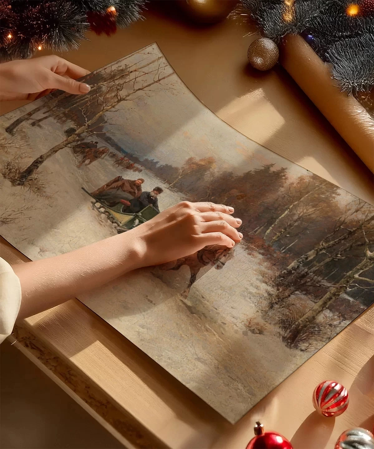 Çerçevesiz Poster Vintage Kış Sahnesi