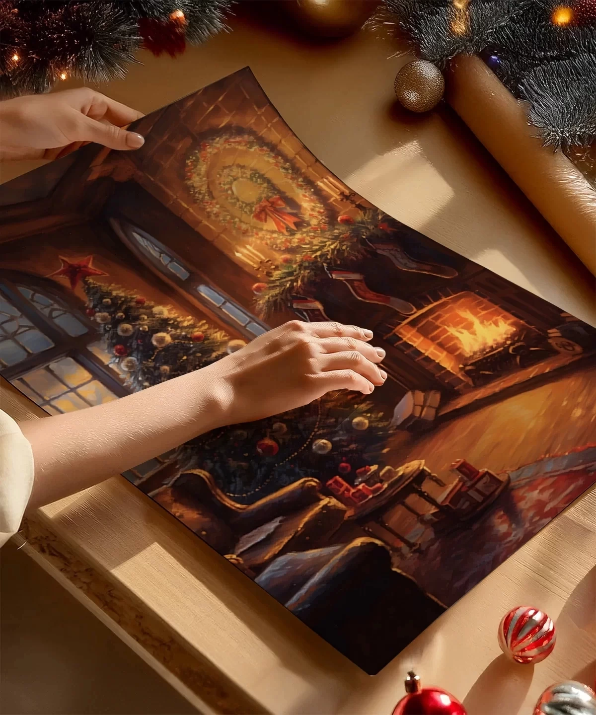 Çerçevesiz Poster lasik Yılbaşı Oturma Odası