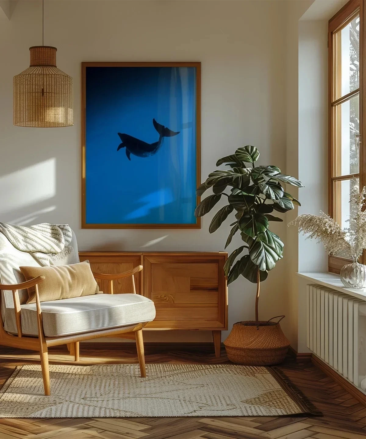 Mavi Denizde Yüzen Yunuslar Poster