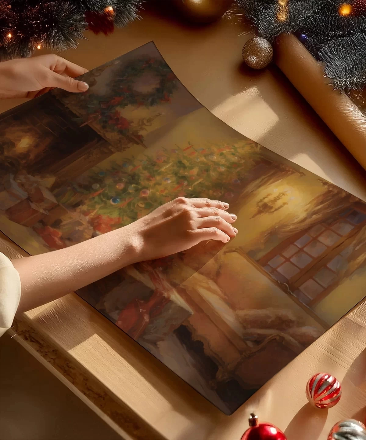 Çerçevesiz Poster Klasik Noel Dekoru