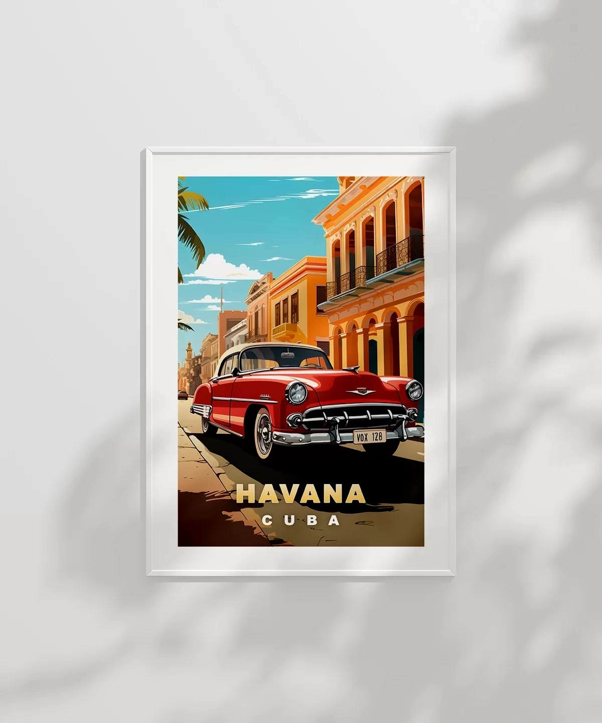Çerçevesiz Poster Havana Sokaklarında Klasik Bir Araba