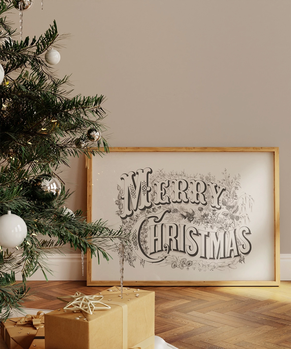 Merry Christmas Vintage Tipografi Poster