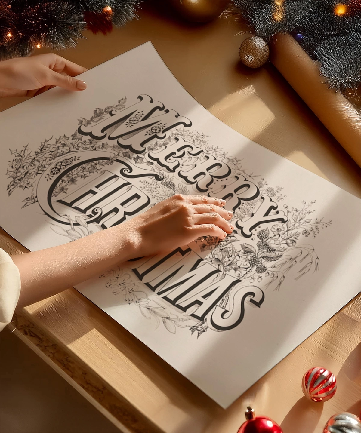 Merry Christmas Vintage Tipografi Poster