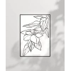 El Çizimi Çiçek ve Yaprak Motifli Minimalist Poster