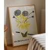 El Çizimi Vazo ve Çiçek Motifli Grafik Poster