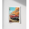 Havana Sokaklarında Klasik Bir Araba Poster