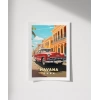 Havana Sokaklarında Klasik Bir Araba Poster