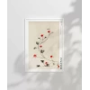 Hokusai Asma Üzerinde Küçük Kırmızı Çiçekler Poster