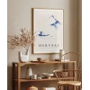 Hokusai Fuji Dağı Önünde Teknede Bir Kişi Poster