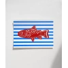 Kırmızı Balık Mavi Çizgiler Poster