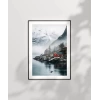Kırmızı Ev ve Sisli Dağlar Poster