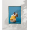 Mavi Fondaki Sarı Ceketli Köpek Poster
