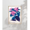 Mavi Yaprak Pembe Çiçek Poster
