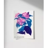 Mavi Yaprak Pembe Çiçek Poster