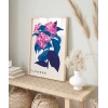 Mavi Yaprak Pembe Çiçek Poster