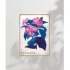 Mavi Yaprak Pembe Çiçek Poster