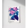 Mavi Yaprak Pembe Çiçek Poster